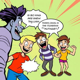 Transform the original image into a vibrant comic graphic style, featuring bold outlines and colorful flat shading
