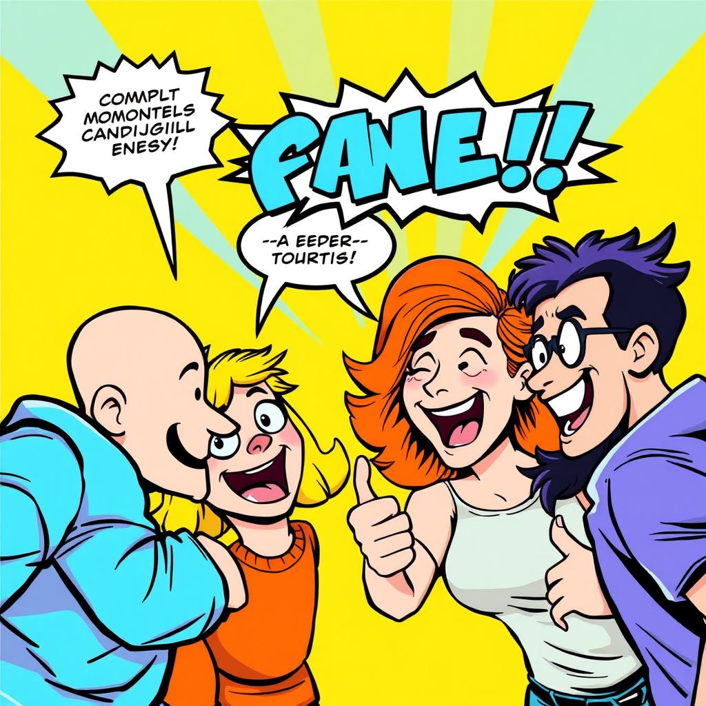 Transform the original image into a vibrant comic graphic style, featuring bold outlines and colorful flat shading