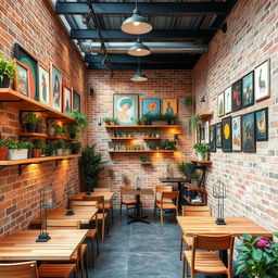 An outdoor café wall backdrop featuring a brick wall that's 20 meters long and 3 meters high