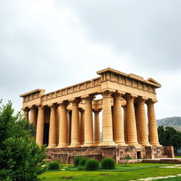 The magnificent Persepolis palace of the Achaemenid Empire, beautifully depicted in the rain