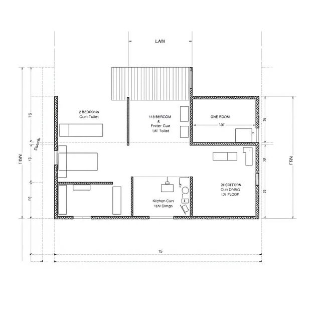 A detailed architectural drawing of a house plan on a 1