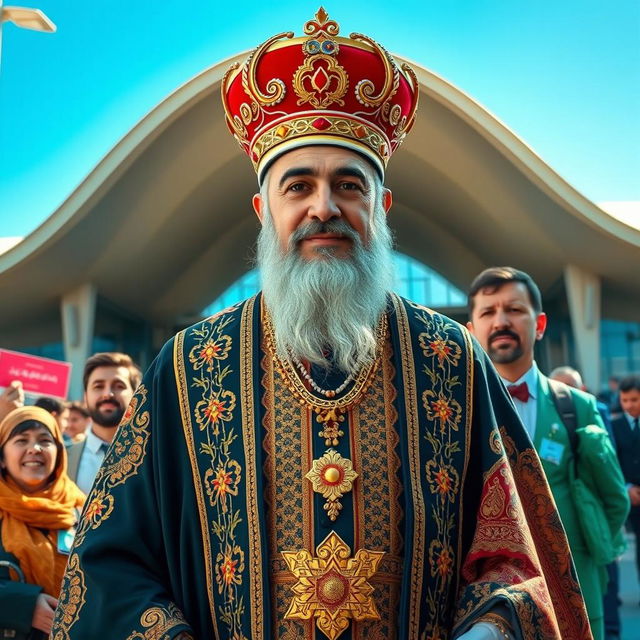 A majestic scene depicting the former king of Iran at Yazd airport