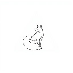 A minimalist triangle frame featuring a stylized three-tailed fox inside