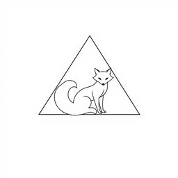 A minimalist triangle frame featuring a stylized three-tailed fox inside