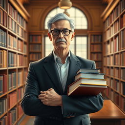 A digital artwork featuring an elegant and scholarly figure representing an academic associate professor in a university setting
