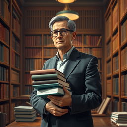 A digital artwork featuring an elegant and scholarly figure representing an academic associate professor in a university setting