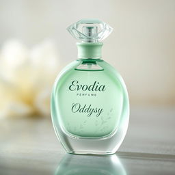A beautifully designed perfume bottle with the brand name 'Evodia Perfume' elegantly etched onto the glass