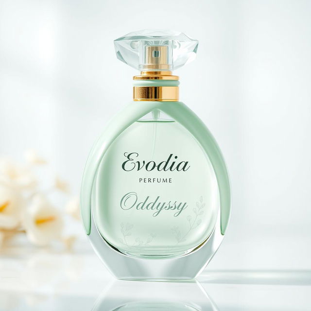 A beautifully designed perfume bottle with the brand name 'Evodia Perfume' elegantly etched onto the glass