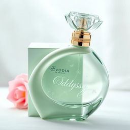 A beautifully designed perfume bottle with the brand name 'Evodia Perfume' elegantly etched onto the glass