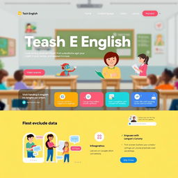 A visually engaging website design focused on teaching English language