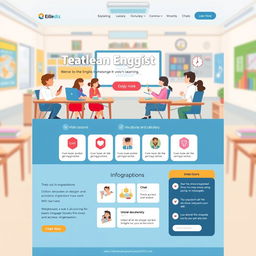 A visually engaging website design focused on teaching English language