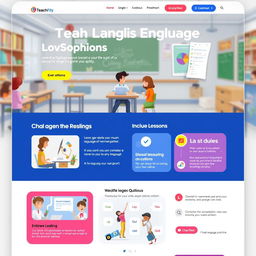 A visually engaging website design focused on teaching English language