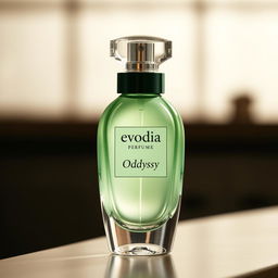 A stunning perfume bottle labeled 'Evodia Perfume' with the product name 'Oddyssy' elegantly displayed