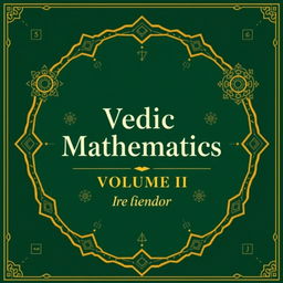 An academic cover design for 'Vedic Mathematics Volume II', showcasing traditional Indian art and symbols associated with mathematics