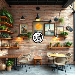 An outdoor cafe wall backdrop featuring a 20-meter long and 3-meter high brick wall