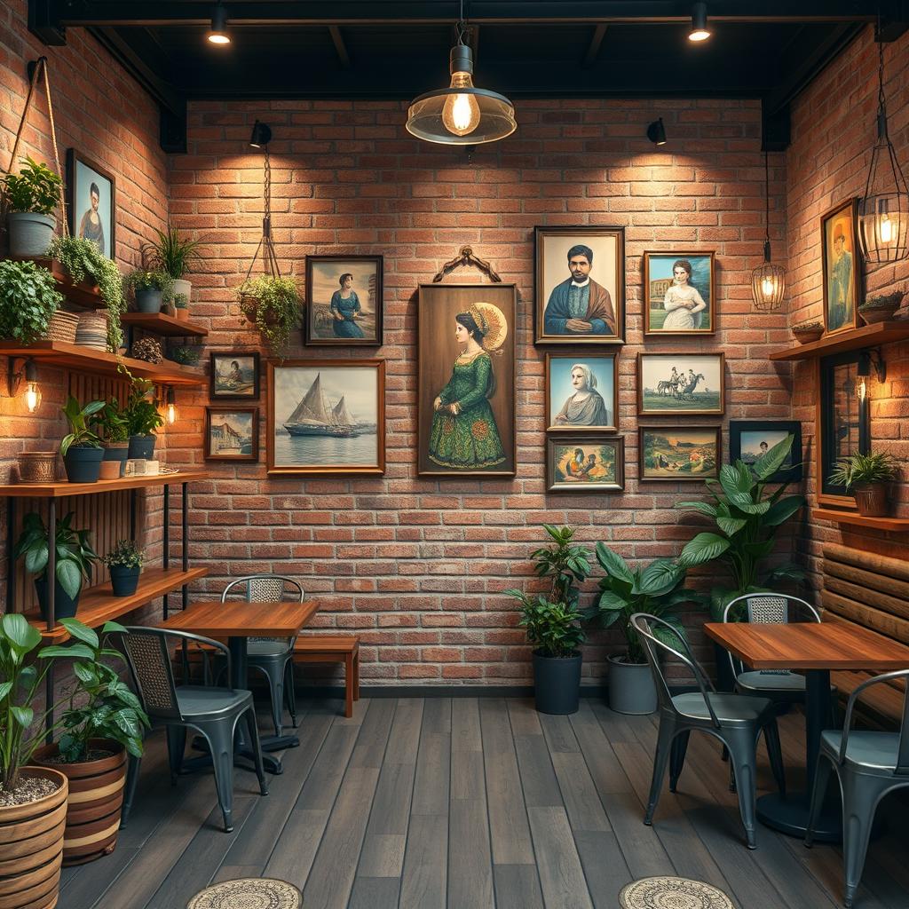 An outdoor cafe wall backdrop featuring a 20-meter long and 3-meter high brick wall