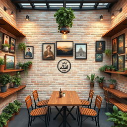 An outdoor cafe wall backdrop featuring a 20-meter long and 3-meter high brick wall