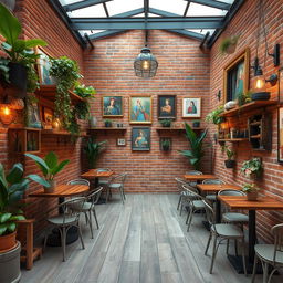 Outdoor café background wall, dimensions 20 meters long and 3 meters high, featuring a brick facade