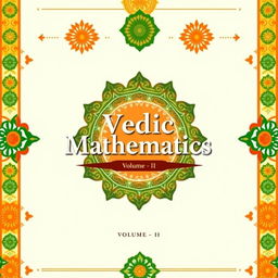 An educational book cover design for 'Vedic Mathematics, Volume - II', featuring a blend of traditional Indian motifs and modern design elements