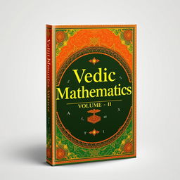 An educational book cover design for 'Vedic Mathematics, Volume - II', featuring a blend of traditional Indian motifs and modern design elements