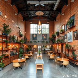 A large reception area with a high ceiling, measuring 20 meters in length and 3 meters in height