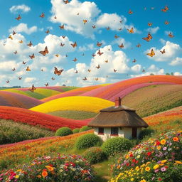 A whimsical and colorful landscape inspired by the themes of L