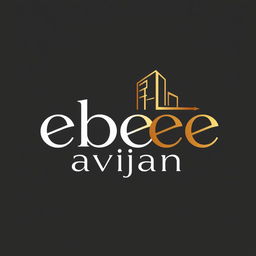 A modern and elegant logo design featuring the name 'ebee' and 'avijani', which represents interior and exterior design for buildings