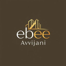 A modern and elegant logo design featuring the name 'ebee' and 'avijani', which represents interior and exterior design for buildings