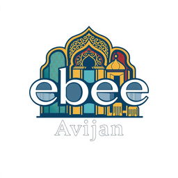 A logo design that creatively incorporates the words 'ebee' and 'Avijan' with a focus on interior and exterior architecture