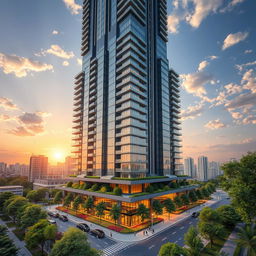 A stunning architectural design of a high-rise tower featuring more than fifty floors