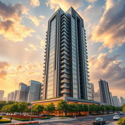 A stunning architectural design of a high-rise tower featuring more than fifty floors