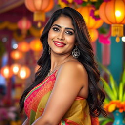 A stunning portrait of an Indian woman with a curvy figure, showcasing her beauty and confidence