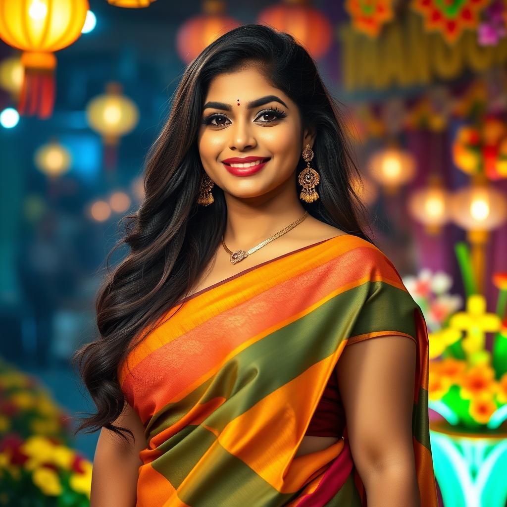 A stunning portrait of an Indian woman with a curvy figure, showcasing her beauty and confidence