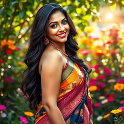 A beautiful Indian woman with curvy features, exuding confidence and grace
