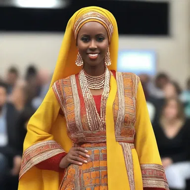 She wore a beautiful traditional Somali dress to the fashion show.