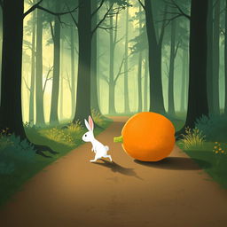 In the early morning, a peaceful forest path gently illuminated by soft sunlight filters through the trees