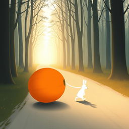 In the early morning, a serene forest path is softly illuminated by the gentle light filtering through the trees