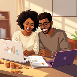 A visually engaging and inspiring illustration representing the theme of financial health in relationships