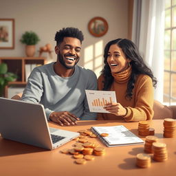 A visually engaging and inspiring illustration representing the theme of financial health in relationships