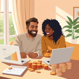 A visually engaging and inspiring illustration representing the theme of financial health in relationships