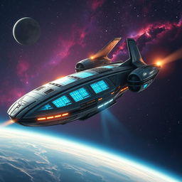 A futuristic alien spacecraft from the year 2075, showcasing advanced technology with a sleek, streamlined design