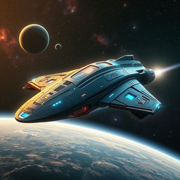 A futuristic alien spacecraft from the year 2075, showcasing advanced technology with a sleek, streamlined design