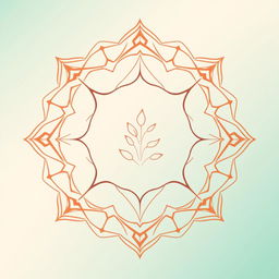 A modern and sophisticated graphic design featuring an elegant and stylized logo at the center, surrounded by intricate geometric patterns in pastel colors