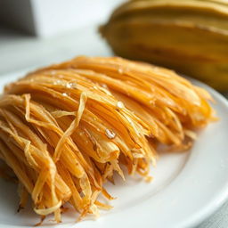A close-up view of fresh palm pulp, showcasing its fibrous texture and natural color variations
