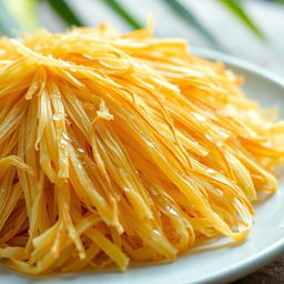 A close-up view of fresh palm pulp, showcasing its fibrous texture and natural color variations
