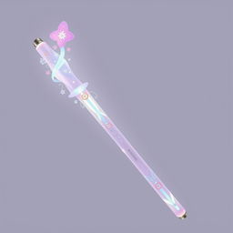A beautifully designed lightstick inspired by the aesthetic of IVE's Rei, featuring soft pastel colors like lavender, pink, and mint green