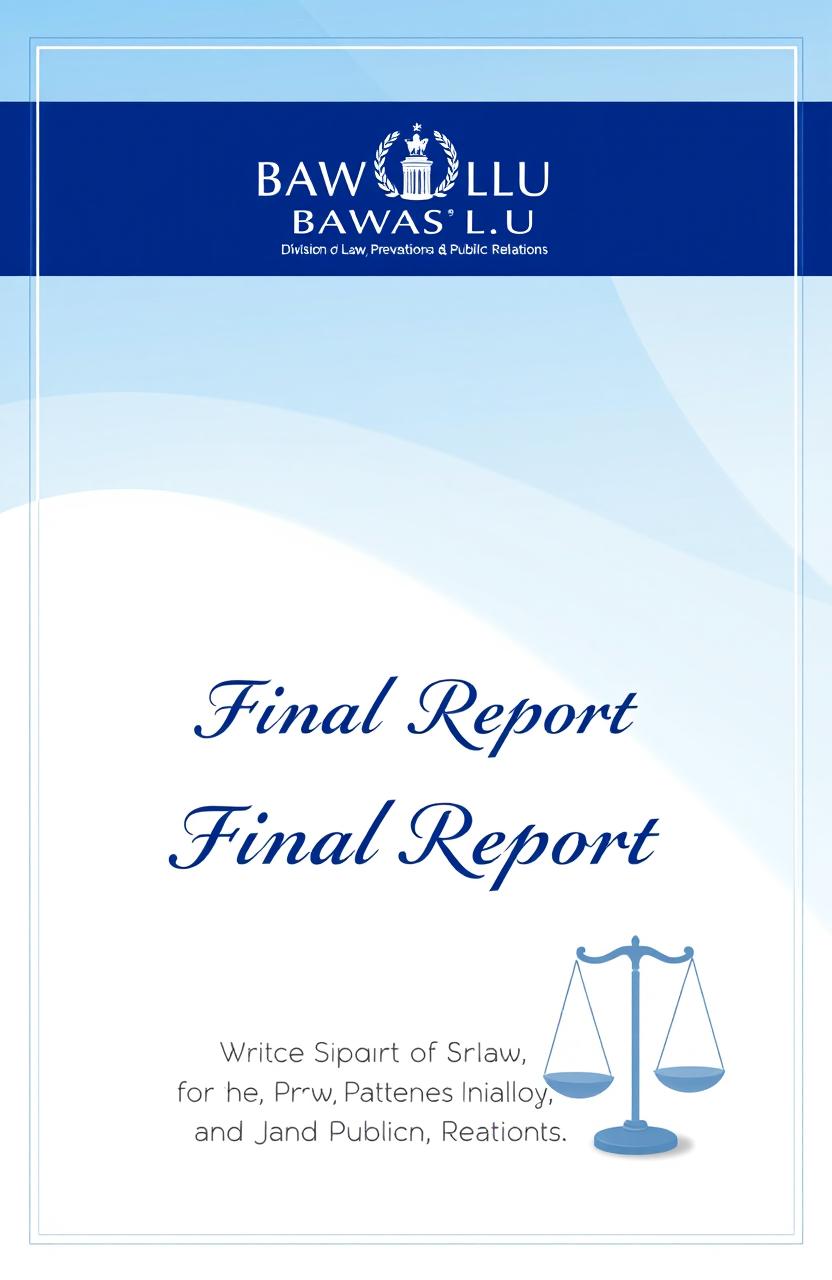 A final report cover design for the Division of Law, Prevention Programs and Public Relations at BAWASLU