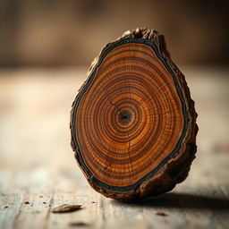 A beautifully detailed depiction of a piece of wood, showcasing its intricate grain patterns and natural textures