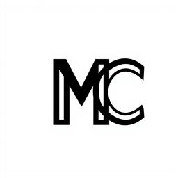 A minimalistic black-and-white icon design featuring the letters E, M, and C