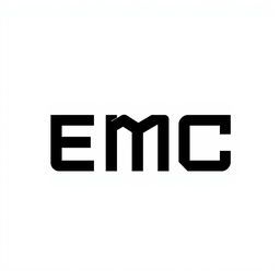 A minimalistic black-and-white icon design featuring the letters E, M, and C